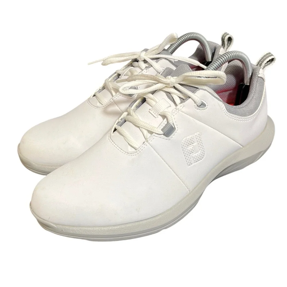 FootJoy‎ eComfort Golf Shoes Women's 10 White Leather Waterproof Spiked Lace Up
